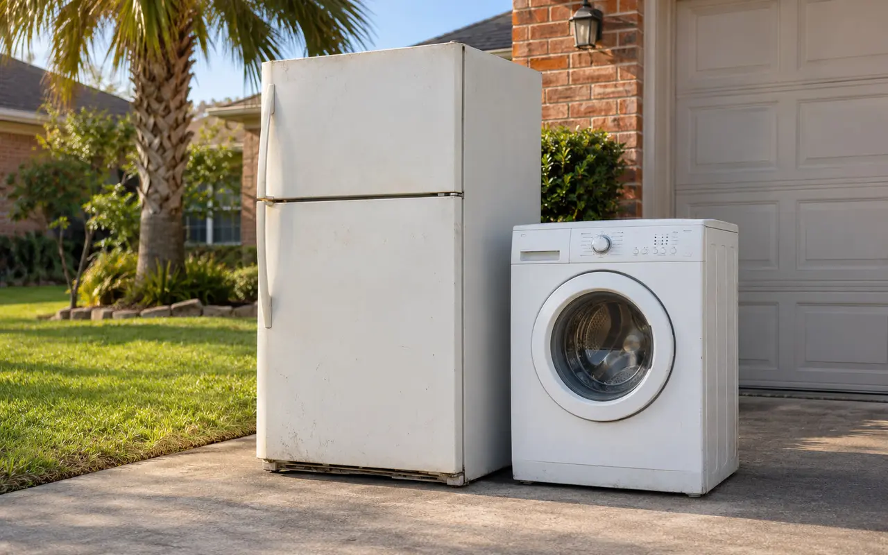 unwanted appliances staged for removal in Southeast Texas