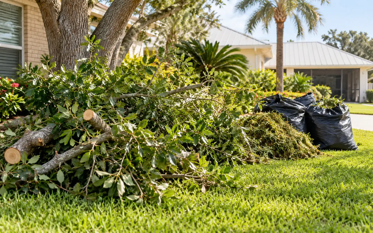 branches and yard waste staged for removal in Southeast Texas