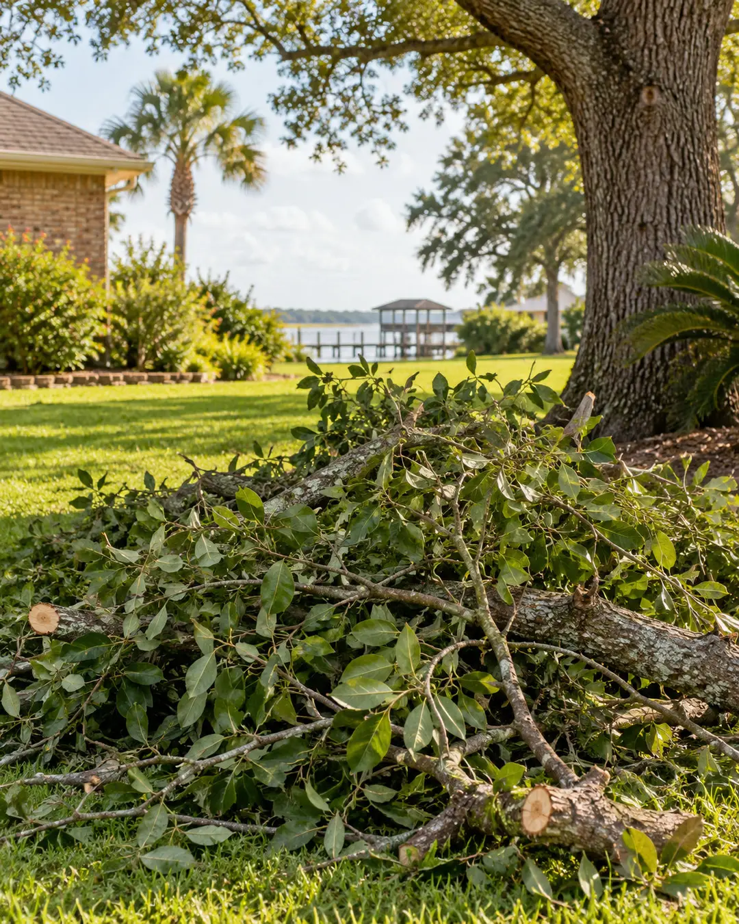 branches and yard waste ready for a pickup in the Orange area