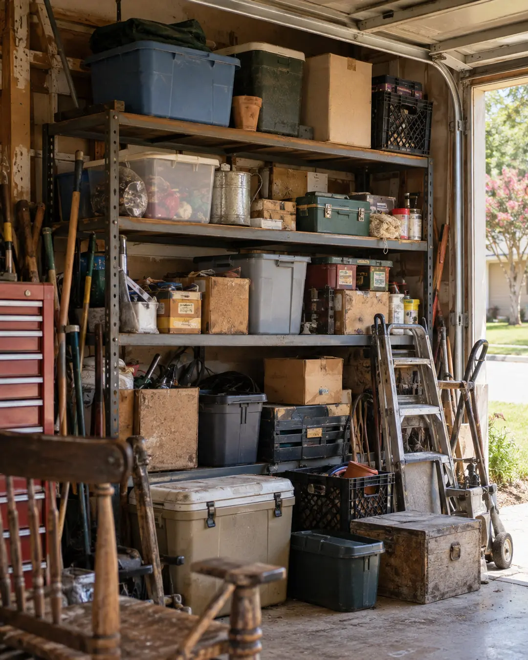 garage clutter at a property before removal