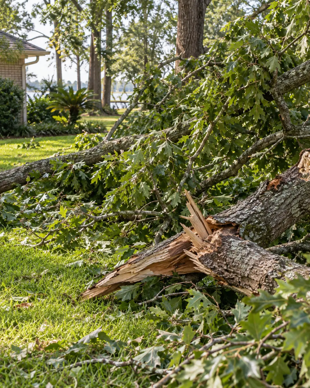 branches and yard waste at a property before removal